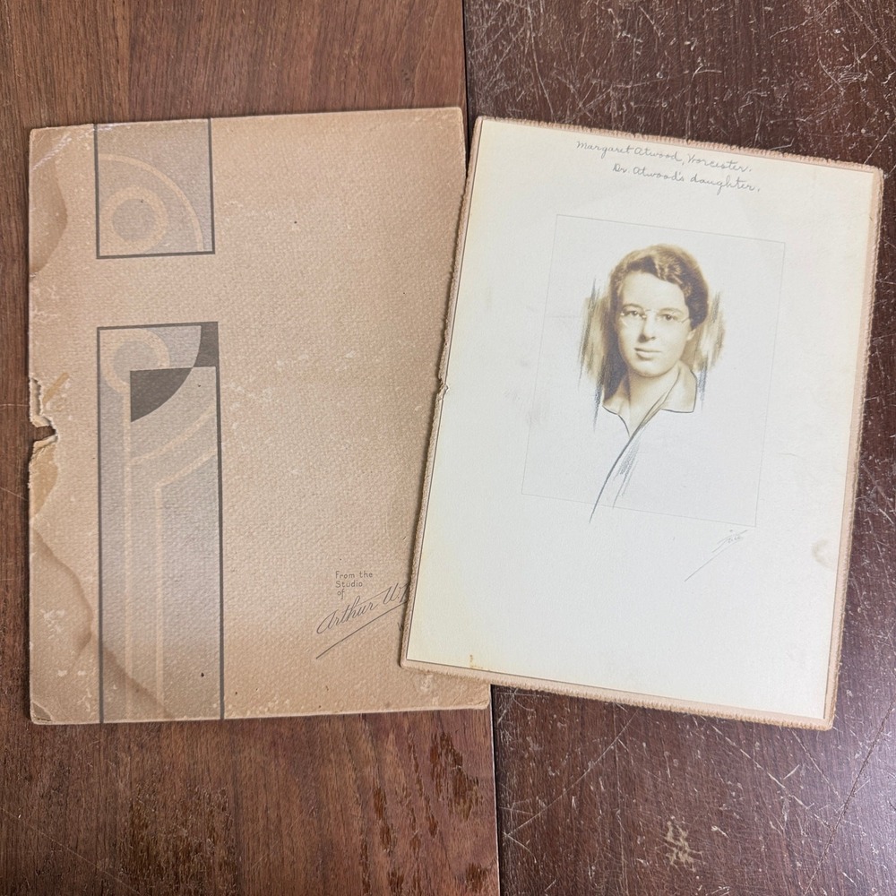 Antique Arthur W. Rice Signed Pencil Highlighted Portrait‎ Young Woman in Folder